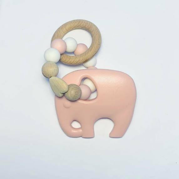 Silicone + Beechwood Teether - Elephant - Kid's Stuff Superstore