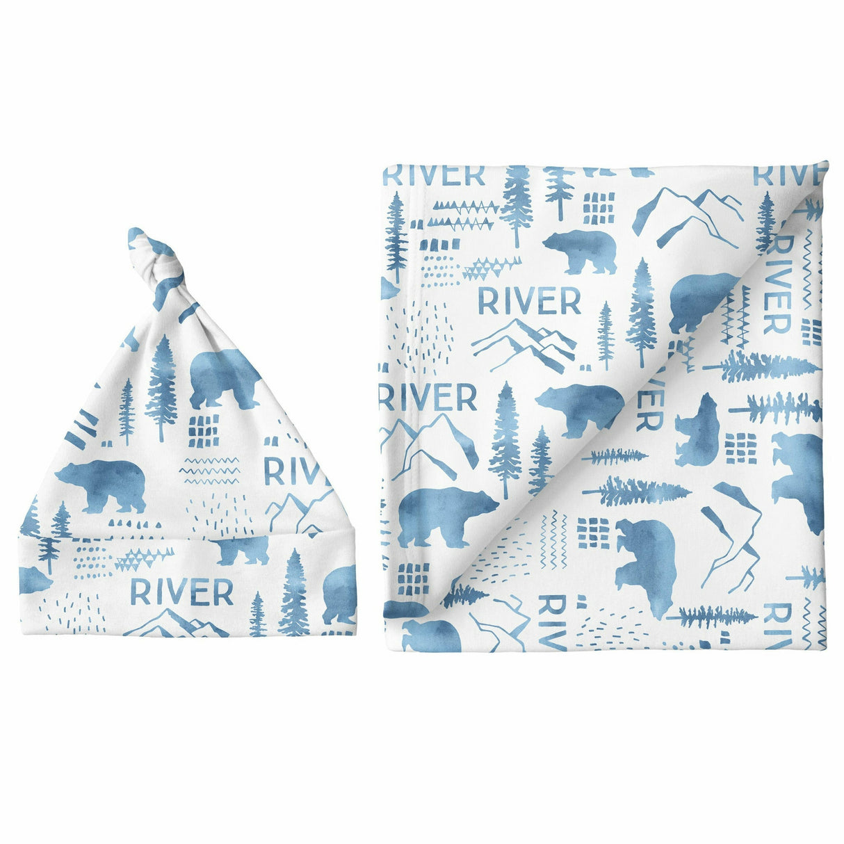 Sugar + Maple Large Blanket & Hat Set - Woodland Blue - Kid's Stuff Superstore