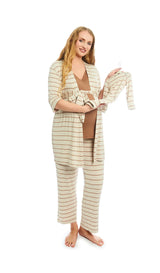 Everly Grey 5 Pc Matching Set - Mocha Stripe