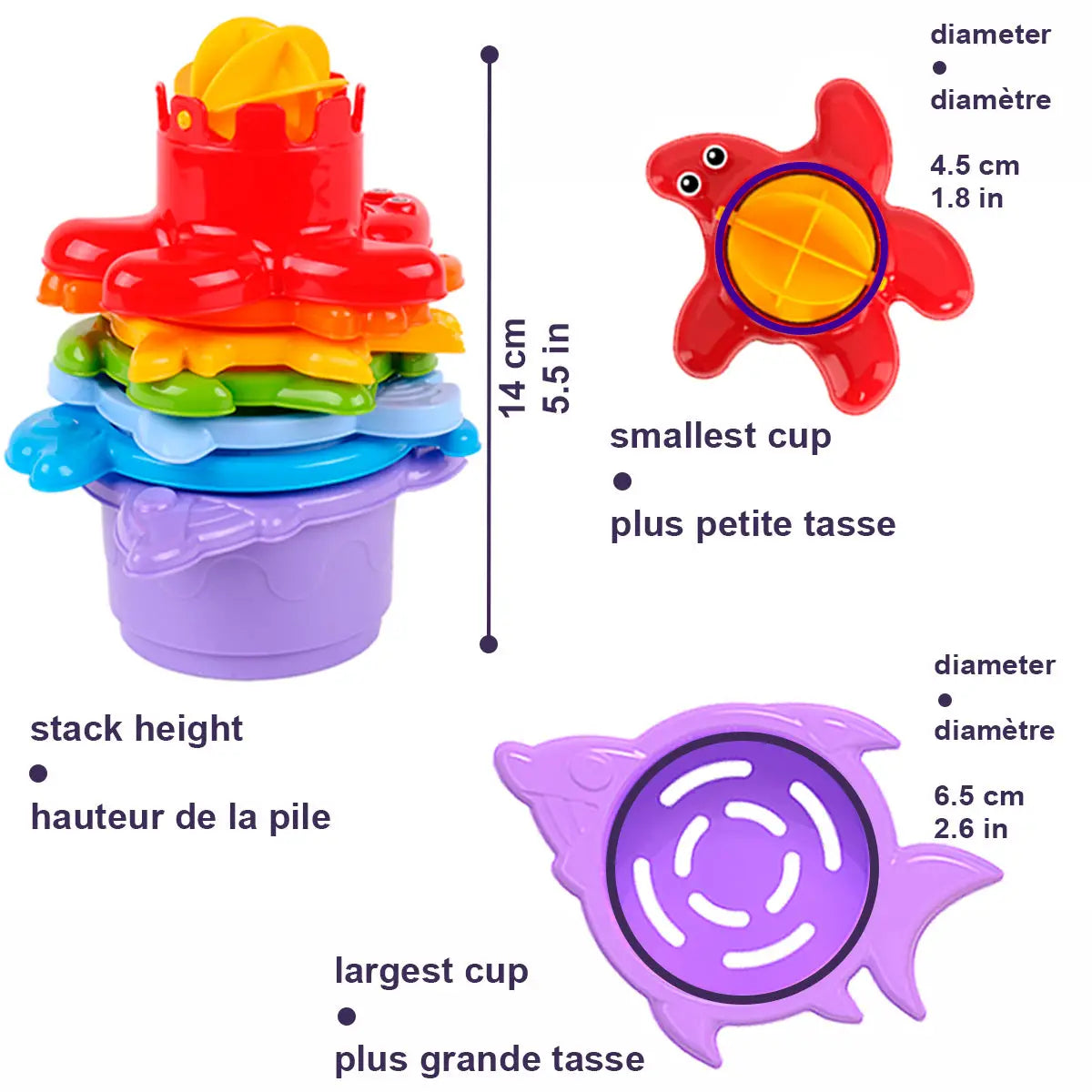Technok Baby Bath Toys - 12 Pcs Rainbow Stacking