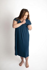 Three Little Tots Delivery/Nursing Gown - Navy
