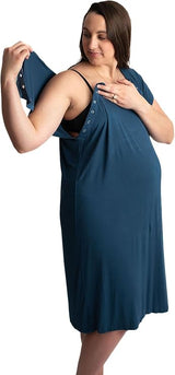 Three Little Tots Delivery/Nursing Gown - Navy