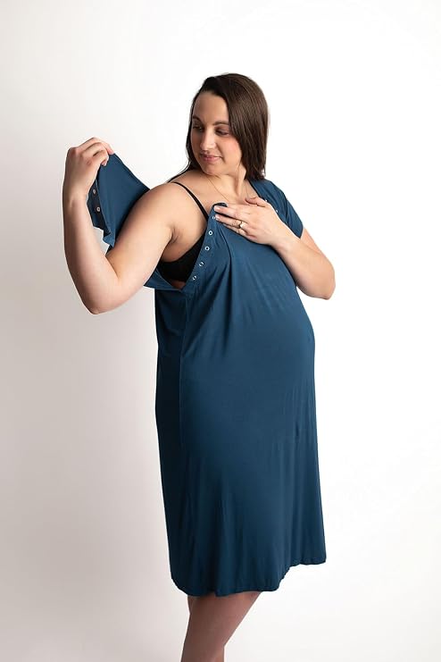 Three Little Tots Delivery/Nursing Gown - Navy