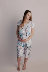 Three Little Tots Delivery/Nursing Gown - Watercolor Flowers