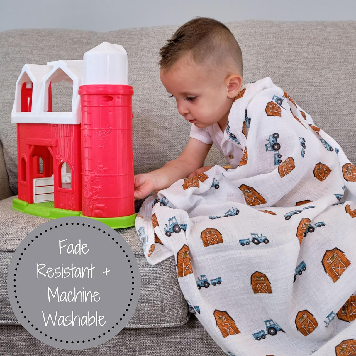 LollyBanks Muslin Swaddle Blanket - Barn - Kid's Stuff Superstore