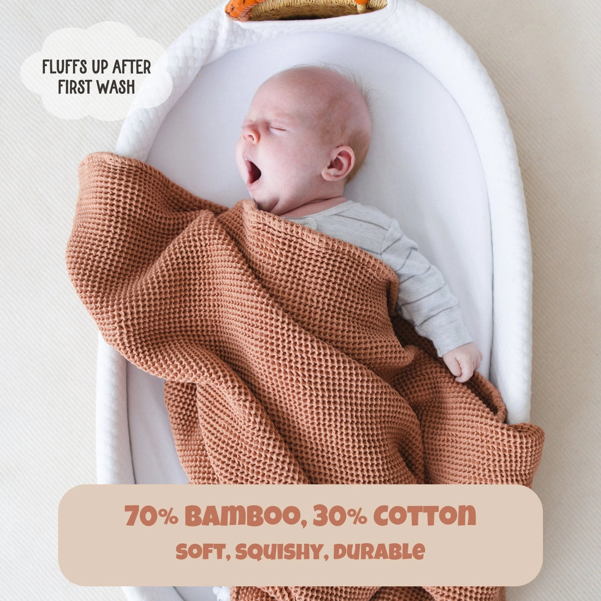 Waffle Bamboo Blanket - Burnt Orange - Kid's Stuff Superstore
