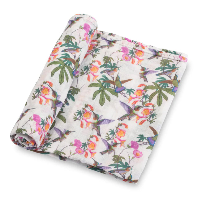 LollyBanks Muslin Swaddle Blanket - Hummingbird - Kid's Stuff Superstore