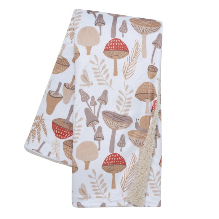 Lambs & Ivy- Mushroom Meadow Blanket