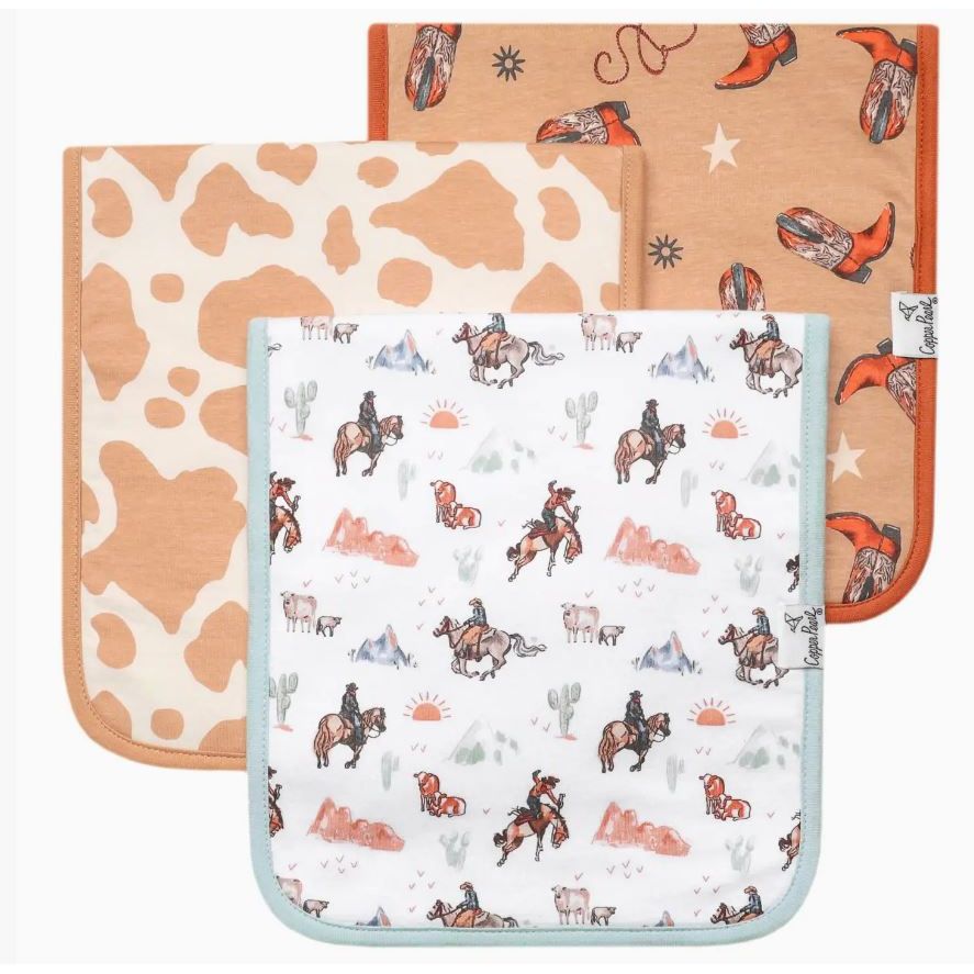 Copper Pearl Premium Baby Burp Cloths 3-Pack - Boone