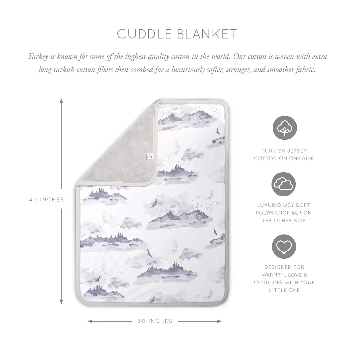 Oilo Jersey Cuddle Blanket - Mountains - Kid's Stuff Superstore