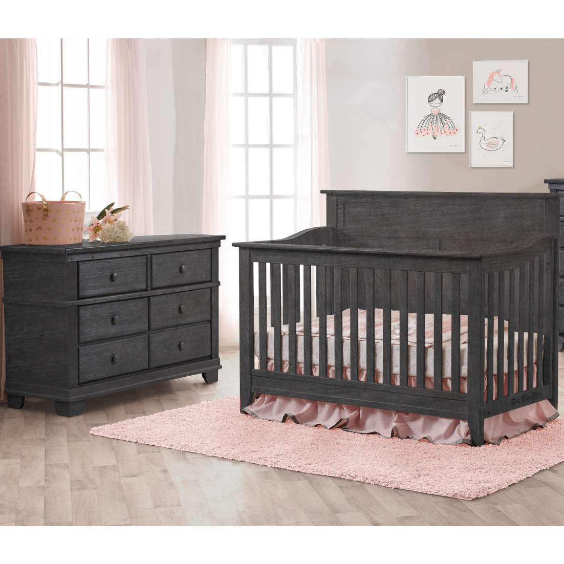 Pali Potenza Flat Top Crib + Double Dresser Set - Kid's Stuff Superstore
