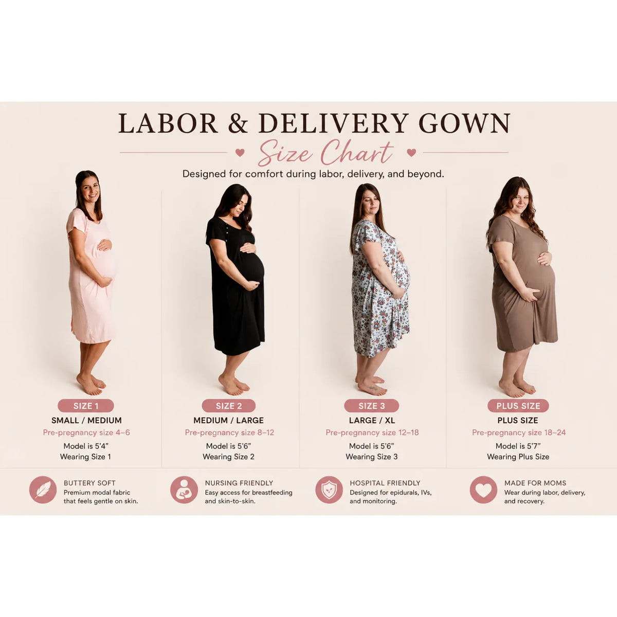 Three Little Tots Delivery & Nursing Gown