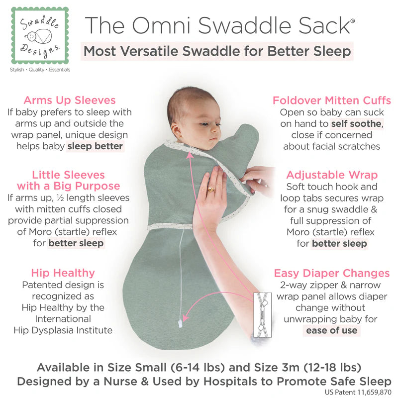 Swaddle Designs Omni Swaddle Sack - Heathered Jadeite - Kid's Stuff Superstore