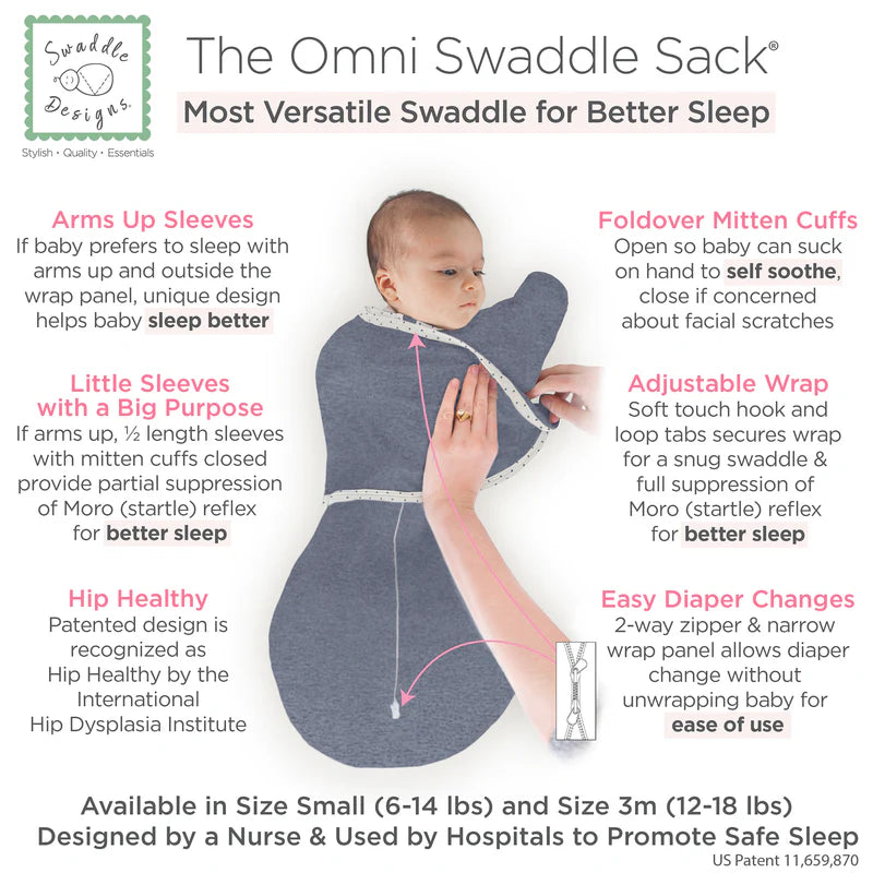 Swaddle Designs Omni Swaddle Sack - Heathered Denim - Kid's Stuff Superstore