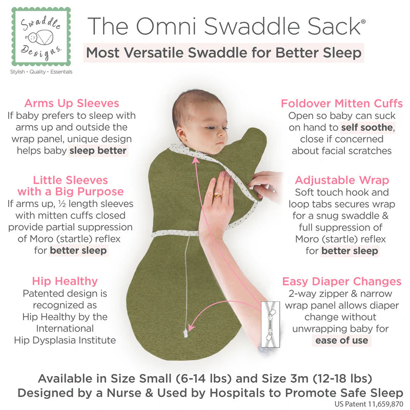 Swaddle Designs Omni Swaddle Sack - Heathered Green Turtle - Kid's Stuff Superstore