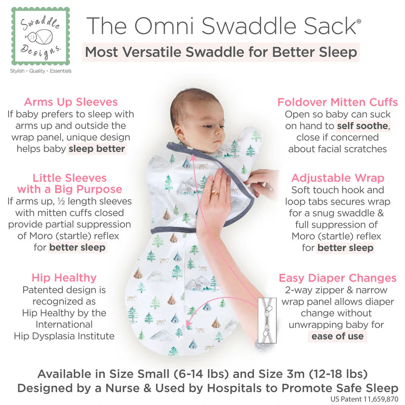 Swaddle Designs Omni Swaddle Sack with Wrap - Watercolor Mountains & Trees - Kid's Stuff Superstore