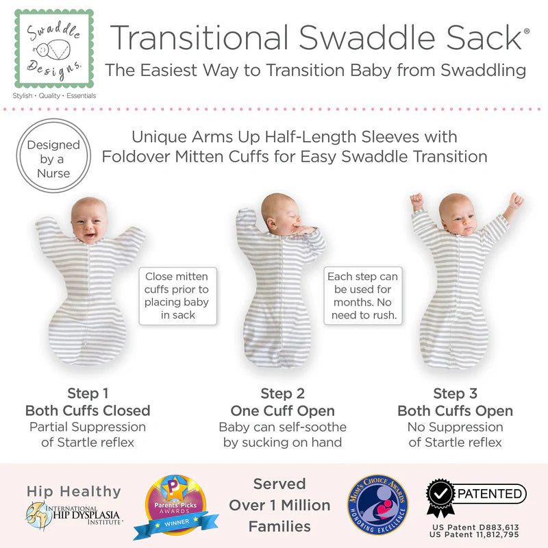 Swaddle Designs Transitional Swaddle Sack - Heathered Grey Stripes - Kid's Stuff Superstore
