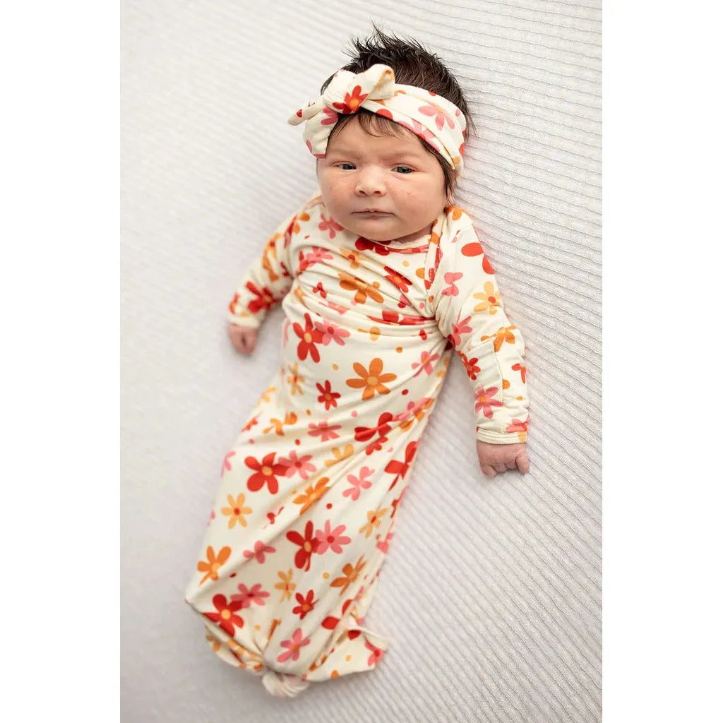 Three Little Tots Knotted Baby Gown + Headband Bow - Kid's Stuff Superstore