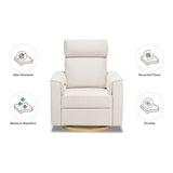 Monogram by Namesake Willa Power Recliner w/ Adjustable Headrest & USB -  Performance Cream Eco-Weave with Light Wood Base - Kid's Stuff Superstore