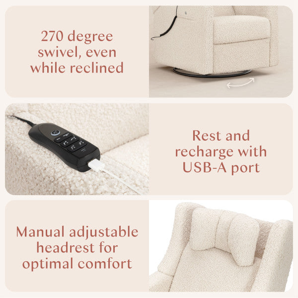Babyletto Kiwi Deluxe Power Glider Recliner w/Heat&Massage