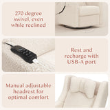 Babyletto Kiwi Deluxe Power Glider Recliner w/Heat&Massage