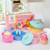 Technok Kids Play Kitchen Accessories - 49 Pcs Play Dishes