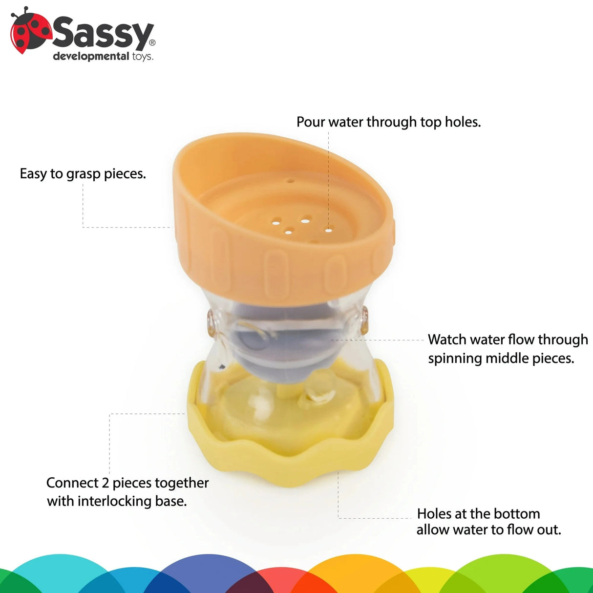 Sassy STEM Bright Water Works Spinners - Kid's Stuff Superstore