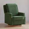 Namesake Crewe Electronic Swivel Glider Recliner - Forest Green Velvet w/Light Wood Base - Kid's Stuff Superstore