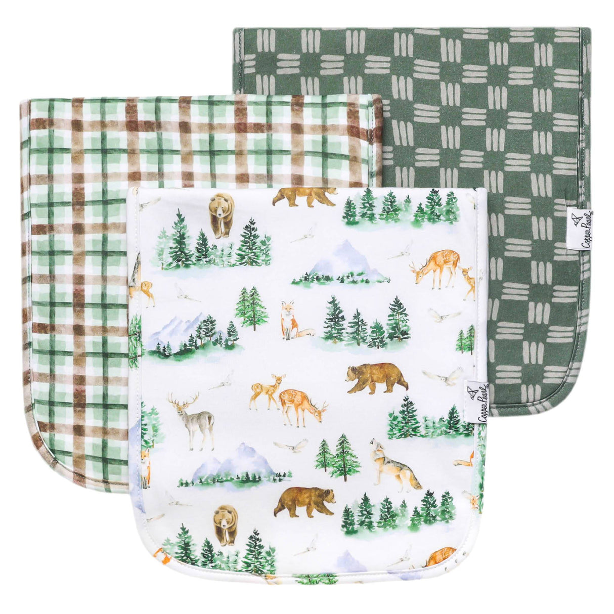 Copper Pearl Premium Baby Burp Cloths 3-Pack - Grayson