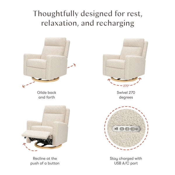 Babyletto Sigi Pro Power Glider Recliner w/ Power Lumbar