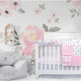 Pink Floral 4pc. Crib Bedding Set