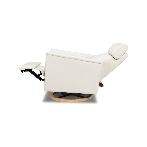 Monogram by Namesake Willa Power Recliner w/ Adjustable Headrest & USB -  Performance Cream Eco-Weave with Light Wood Base - Kid's Stuff Superstore