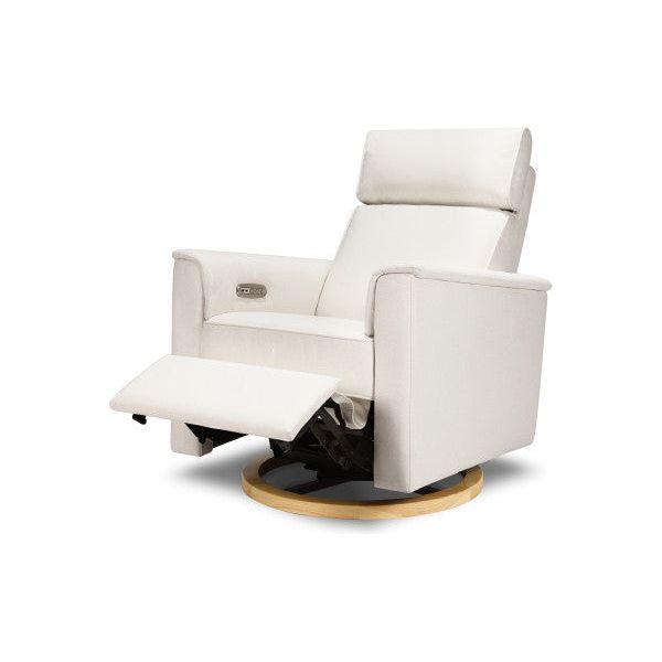 Monogram by Namesake Willa Power Recliner w/ Adjustable Headrest & USB -  Performance Cream Eco-Weave with Light Wood Base - Kid's Stuff Superstore