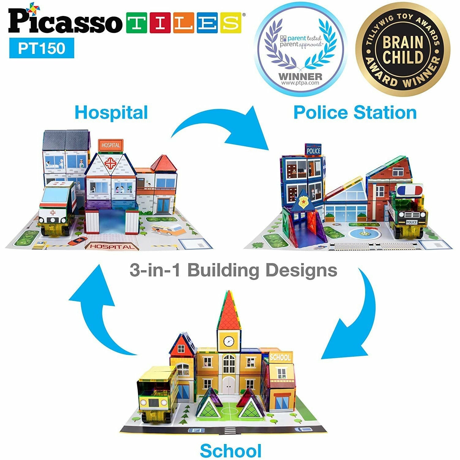 PicassoTiles 150 Piece School Theme Set - Kid's Stuff Superstore