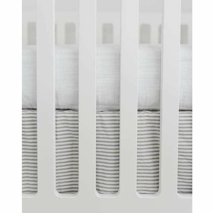 Muslin Crib Skirt, Grey Stripe - Kid's Stuff Superstore