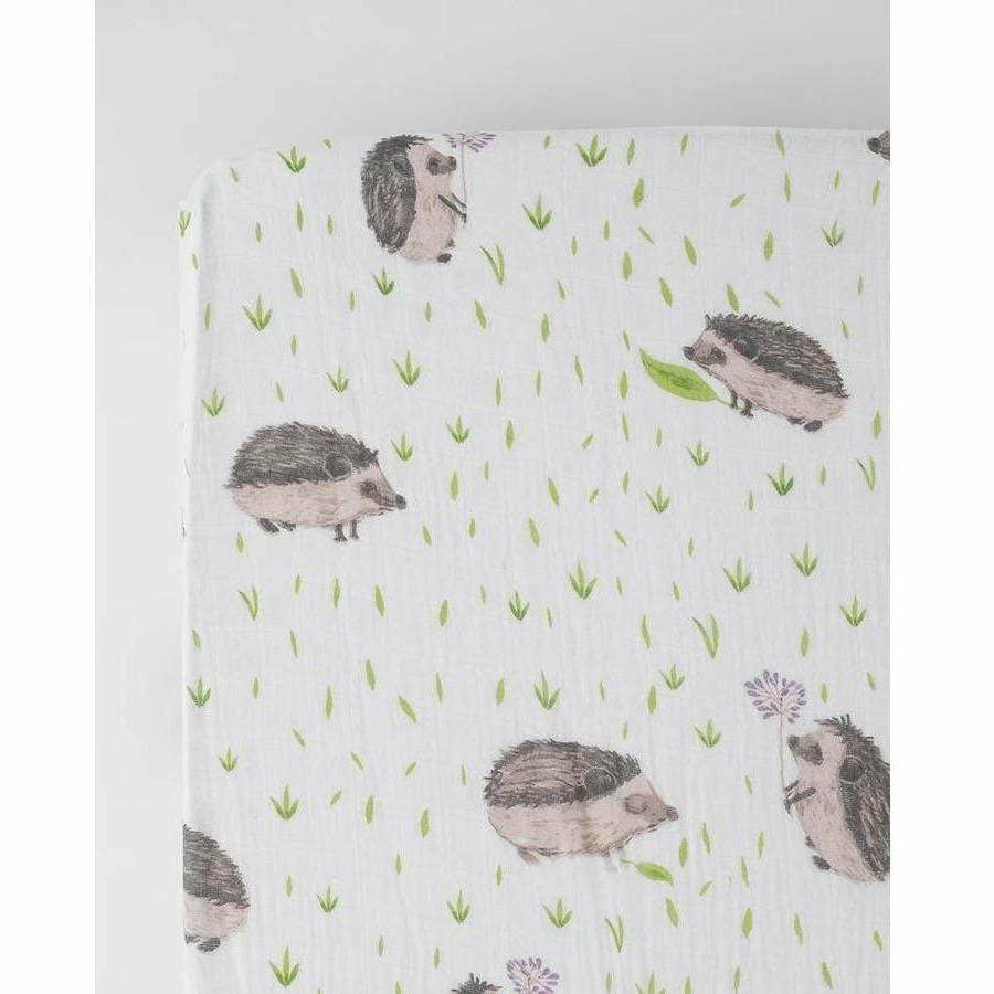 Little Unicorn Muslin Crib Sheet - Hedgehog - Kid's Stuff Superstore