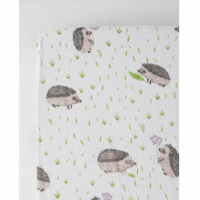 Little Unicorn Muslin Crib Sheet - Hedgehog - Kid's Stuff Superstore