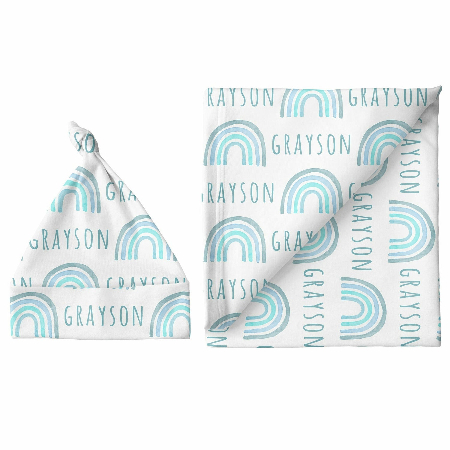 Sugar + Maple Large Blanket & Hat Set - Rainbow Blue - Kid's Stuff Superstore