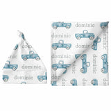 Sugar + Maple Large Blanket & Hat Set - Truck Blue - Kid's Stuff Superstore