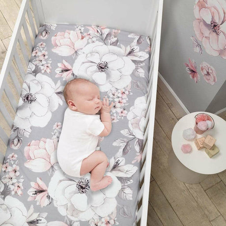 Lambs & Ivy Botanical Baby Crib Sheet - Gray - Kid's Stuff Superstore