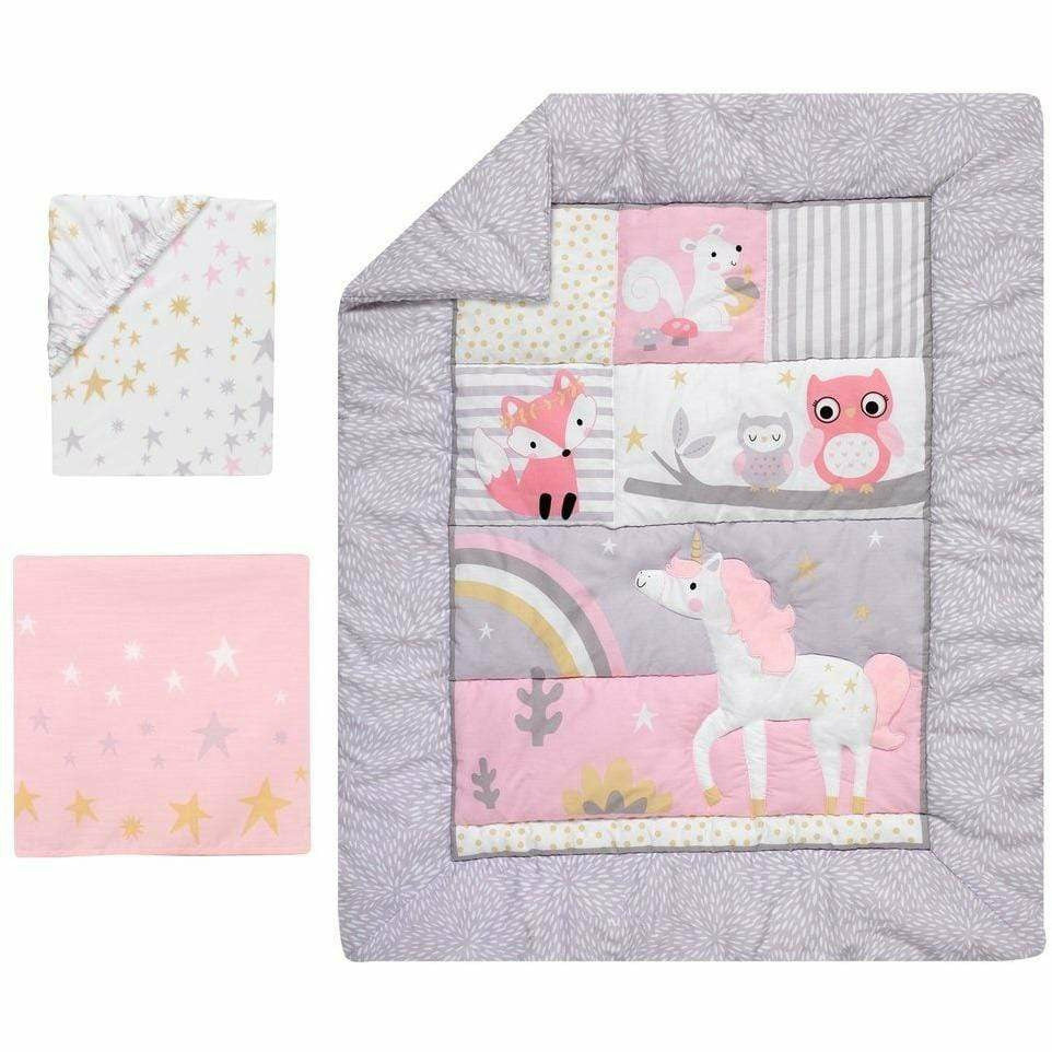 Lambs & Ivy 3 Piece Crib Set - Rainbow Unicorn - Kid's Stuff Superstore