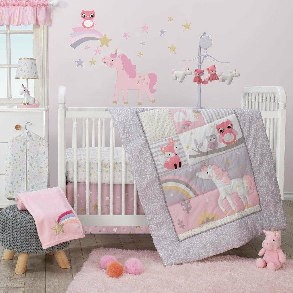 Lambs & Ivy 3 Piece Crib Set - Rainbow Unicorn - Kid's Stuff Superstore