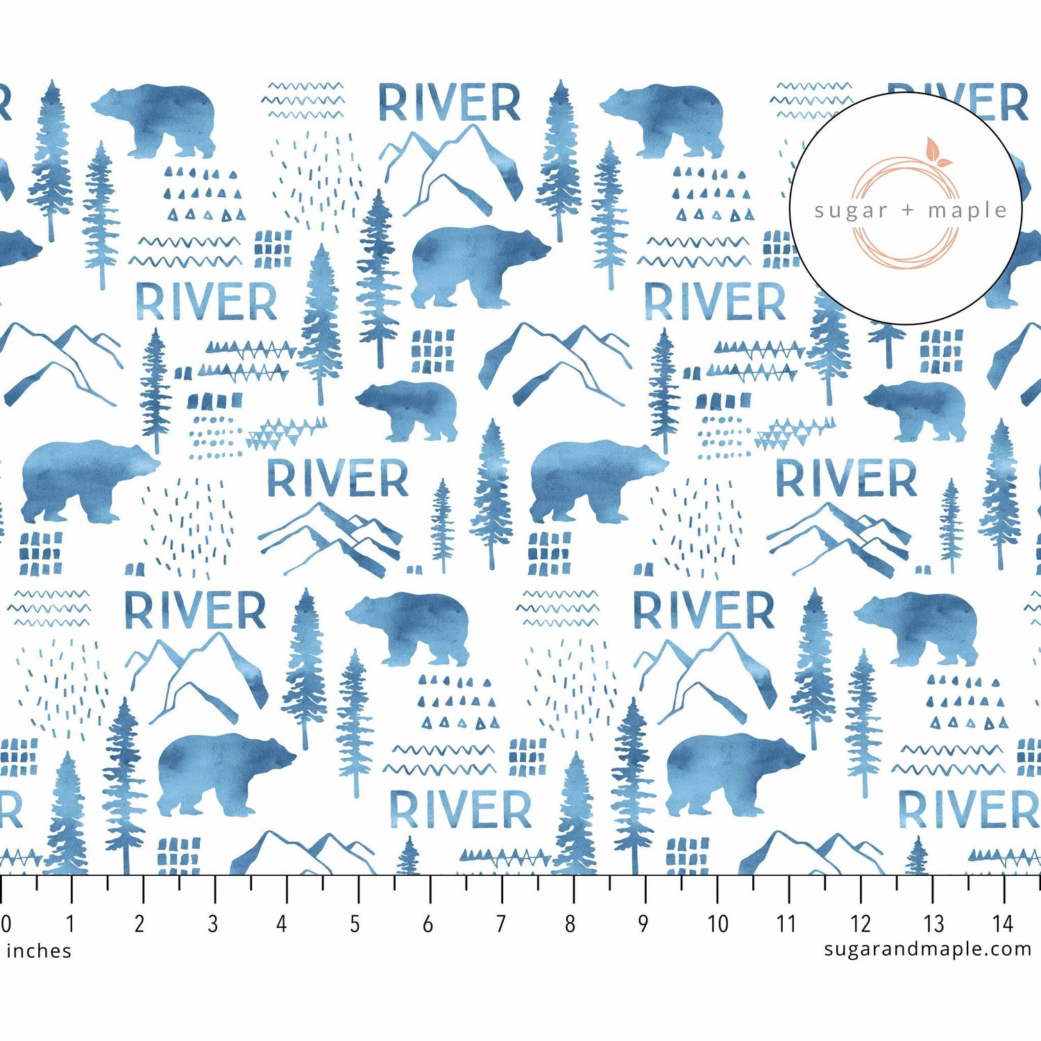 Sugar + Maple Large Stretchy Blanket - Woodland Blue - Kid's Stuff Superstore